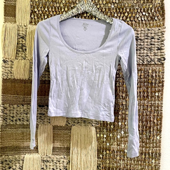 NWT J Crew scoop neck long sleeve tee blue lavender sz S - Picture 1 of 7